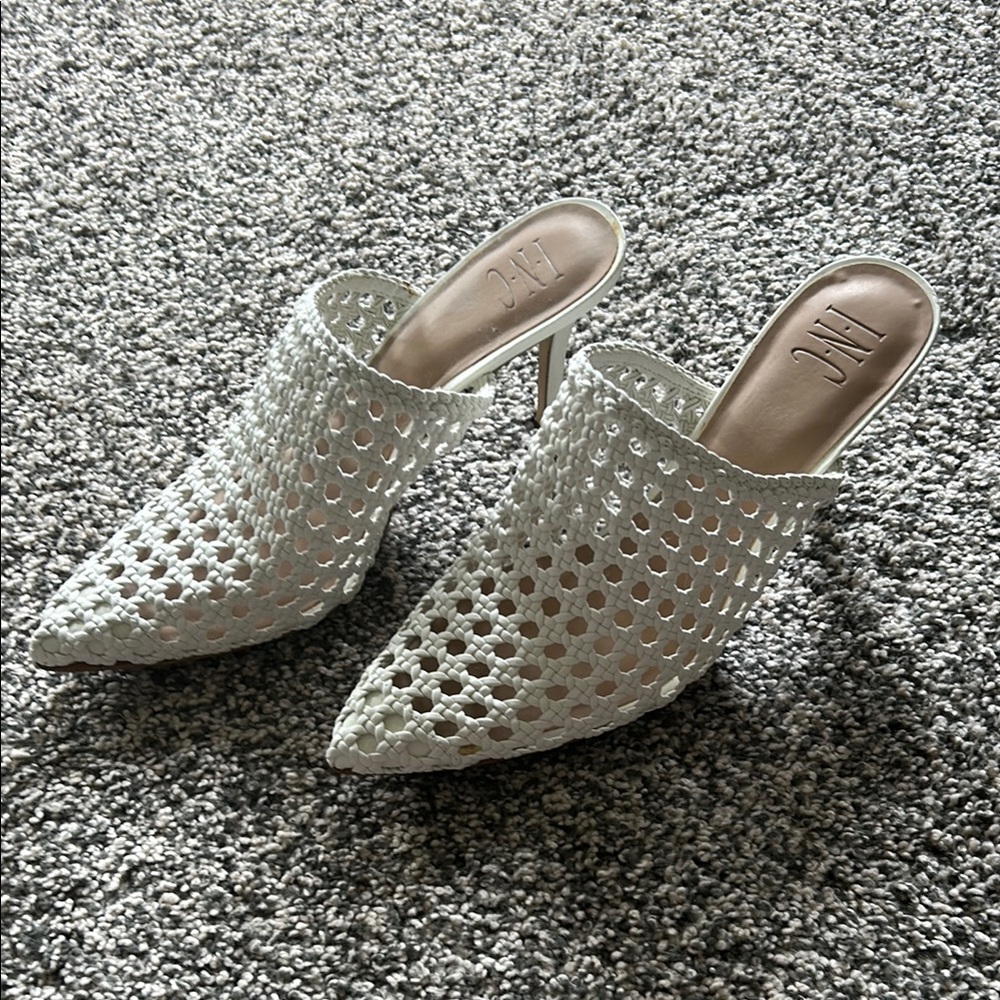 INC White Heeled Mules
